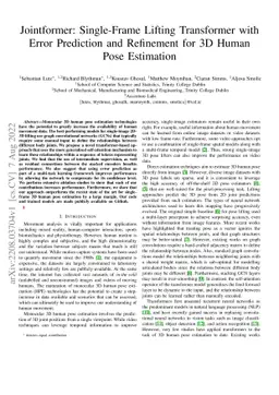Jointformer: Single-Frame Lifting Transformer with Error Prediction and
  Refinement for 3D Human Pose Estimation