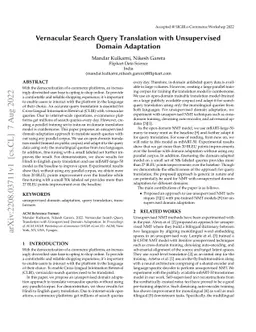 Vernacular Search Query Translation with Unsupervised Domain Adaptation