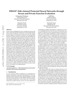 HWGN2: Side-channel Protected Neural Networks through Secure and Private
  Function Evaluation