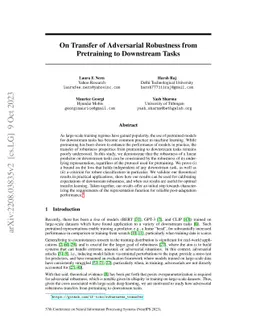 On Transfer of Adversarial Robustness from Pretraining to Downstream
  Tasks