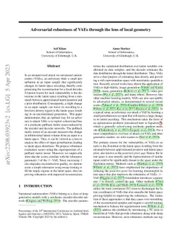 Adversarial robustness of VAEs through the lens of local geometry