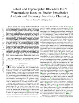 Robust and Imperceptible Black-box DNN Watermarking Based on Fourier
  Perturbation Analysis and Frequency Sensitivity Clustering