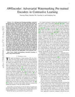 AWEncoder: Adversarial Watermarking Pre-trained Encoders in Contrastive
  Learning