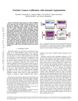 Extrinsic Camera Calibration with Semantic Segmentation