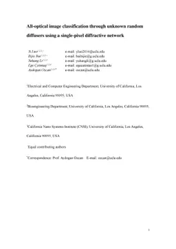 All-optical image classification through unknown random diffusers using
  a single-pixel diffractive network