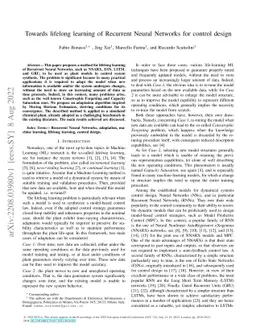 Towards lifelong learning of Recurrent Neural Networks for control
  design