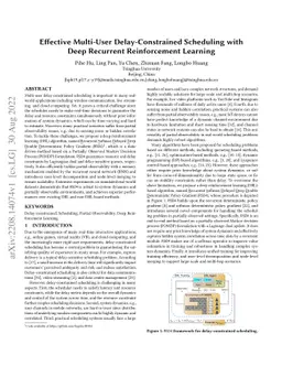Effective Multi-User Delay-Constrained Scheduling with Deep Recurrent
  Reinforcement Learning