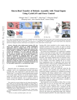 Sim-to-Real Transfer of Robotic Assembly with Visual Inputs Using
  CycleGAN and Force Control