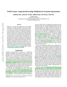 FAKD: Feature Augmented Knowledge Distillation for Semantic Segmentation