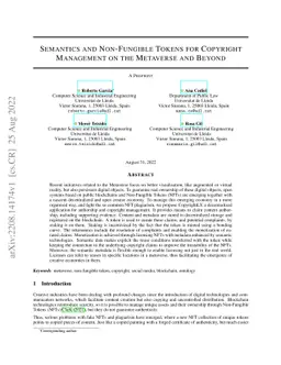 Semantics and Non-Fungible Tokens for Copyright Management on the
  Metaverse and Beyond