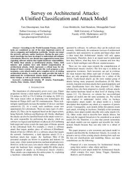 Survey on Architectural Attacks: A Unified Classification and Attack
  Model