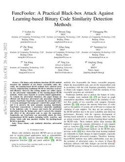 FuncFooler: A Practical Black-box Attack Against Learning-based Binary
  Code Similarity Detection Methods