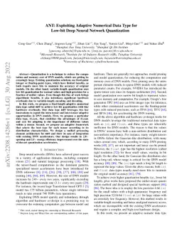 ANT: Exploiting Adaptive Numerical Data Type for Low-bit Deep Neural
  Network Quantization
