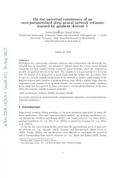 On the universal consistency of an over-parametrized deep neural network
  estimate learned by gradient descent