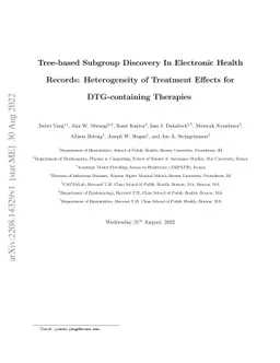 Tree-based Subgroup Discovery In Electronic Health Records:
  Heterogeneity of Treatment Effects for DTG-containing Therapies