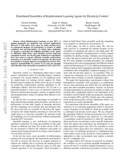 Distributed Ensembles of Reinforcement Learning Agents for Electricity
  Control