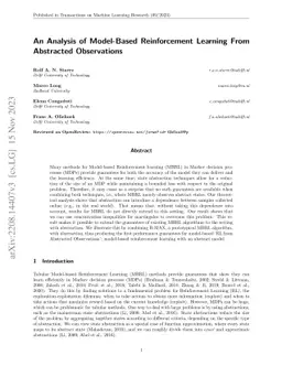 An Analysis of Model-Based Reinforcement Learning From Abstracted
  Observations