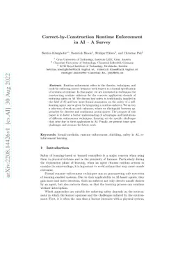 Correct-by-Construction Runtime Enforcement in AI -- A Survey