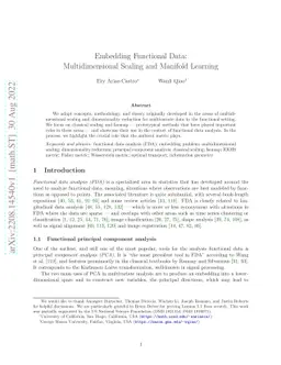 Embedding Functional Data: Multidimensional Scaling and Manifold
  Learning