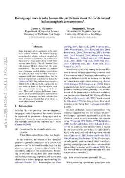 Do language models make human-like predictions about the coreferents of
  Italian anaphoric zero pronouns?