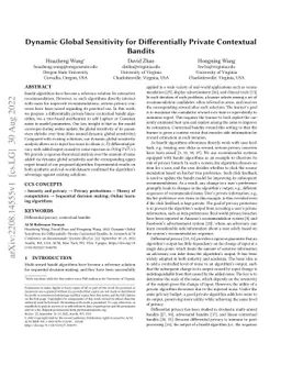 Dynamic Global Sensitivity for Differentially Private Contextual Bandits