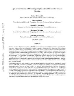 Light curve completion and forecasting using fast and scalable Gaussian
  processes (MuyGPs)