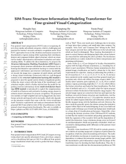 SIM-Trans: Structure Information Modeling Transformer for Fine-grained
  Visual Categorization