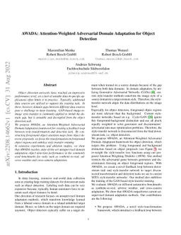AWADA: Attention-Weighted Adversarial Domain Adaptation for Object
  Detection