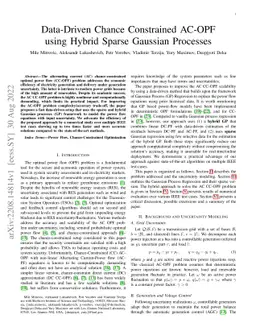 Data-Driven Chance Constrained AC-OPF using Hybrid Sparse Gaussian
  Processes