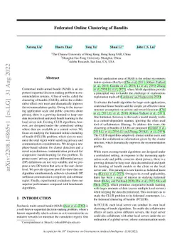Federated Online Clustering of Bandits
