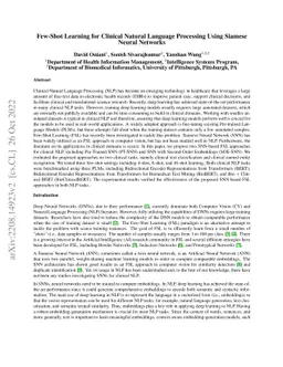 Few-Shot Learning for Clinical Natural Language Processing Using Siamese
  Neural Networks