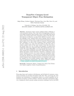 TransNet: Category-Level Transparent Object Pose Estimation