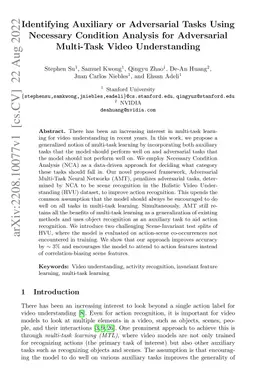 Identifying Auxiliary or Adversarial Tasks Using Necessary Condition
  Analysis for Adversarial Multi-task Video Understanding