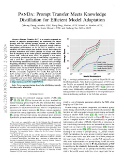 PANDA: Prompt Transfer Meets Knowledge Distillation for Efficient Model
  Adaptation