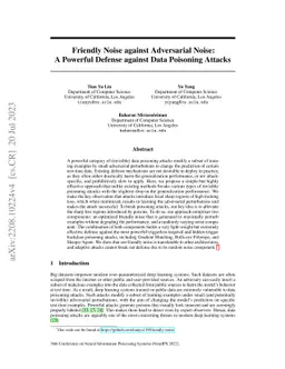 Friendly Noise against Adversarial Noise: A Powerful Defense against
  Data Poisoning Attacks