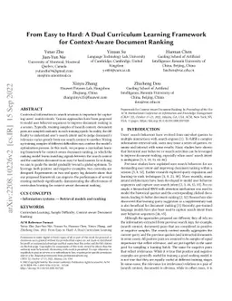 From Easy to Hard: A Dual Curriculum Learning Framework for
  Context-Aware Document Ranking