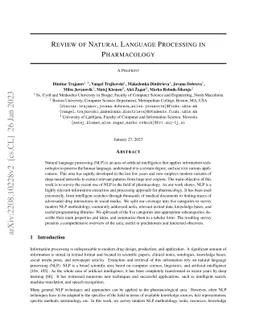 Review of Natural Language Processing in Pharmacology