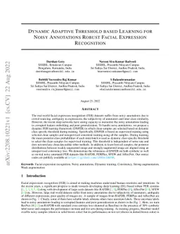 Dynamic Adaptive Threshold based Learning for Noisy Annotations Robust
  Facial Expression Recognition