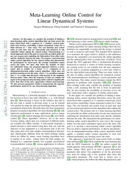 Meta-Learning Online Control for Linear Dynamical Systems