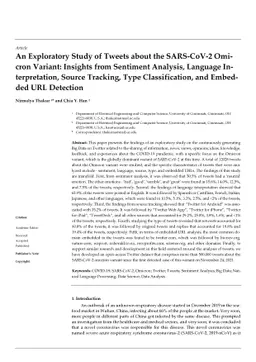 An Exploratory Study of Tweets about the SARS-CoV-2 Omicron Variant:
  Insights from Sentiment Analysis, Language Interpretation, Source Tracking,
  Type Classification, and Embedded URL Detection