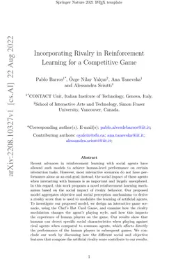 Incorporating Rivalry in Reinforcement Learning for a Competitive Game