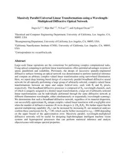 Massively Parallel Universal Linear Transformations using a
  Wavelength-Multiplexed Diffractive Optical Network