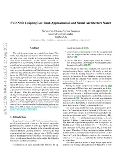 SVD-NAS: Coupling Low-Rank Approximation and Neural Architecture Search