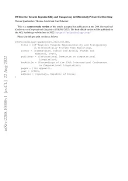 DP-Rewrite: Towards Reproducibility and Transparency in Differentially
  Private Text Rewriting