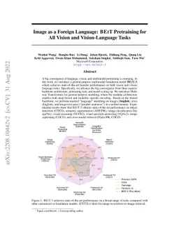 Image as a Foreign Language: BEiT Pretraining for All Vision and
  Vision-Language Tasks