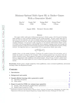Minimax-Optimal Multi-Agent RL in Markov Games With a Generative Model