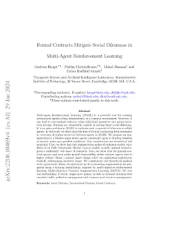 Formal Contracts Mitigate Social Dilemmas in Multi-Agent RL