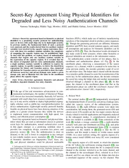 Secret-Key Agreement Using Physical Identifiers for Degraded and Less Noisy Authentication Channels