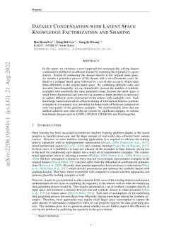 Dataset Condensation with Latent Space Knowledge Factorization and
  Sharing