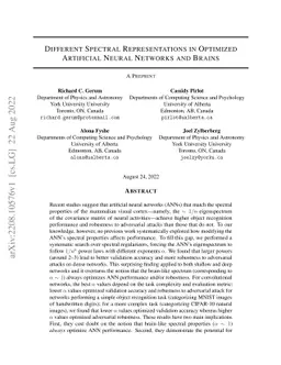Different Spectral Representations in Optimized Artificial Neural
  Networks and Brains